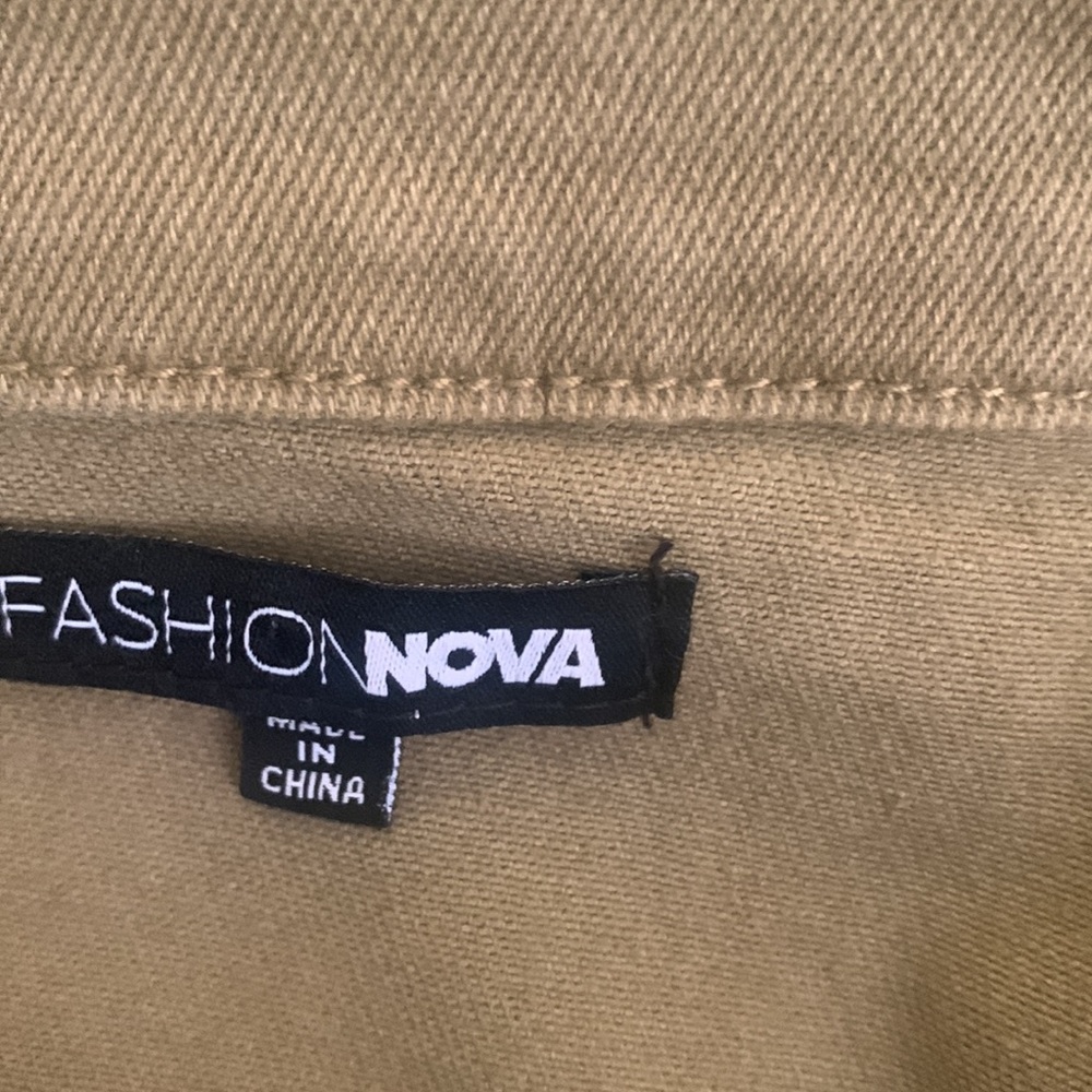 COPY - Fashion Nova olive green one piece long sleeve denim skirt - Picture 8 of 10
